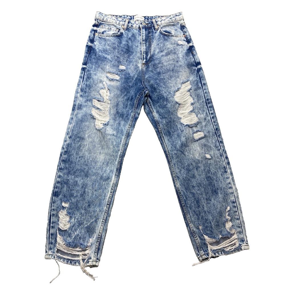 Muse‎ Looks Women's High Rise Pepper Mom Jeans Acid Wash Distressed 13